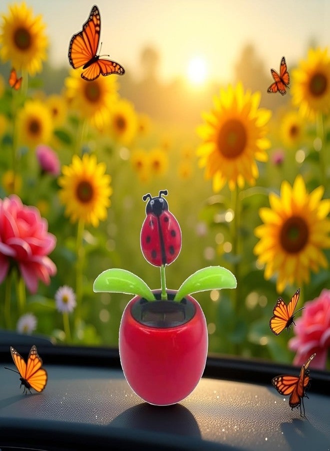 GOUDOGEDC Solar Dancing Flower, Car Dashboard Decorations, Funny Solar Powered Dancing Flower Pot Car Ornaments Flower Swinging Decoration - Image 4